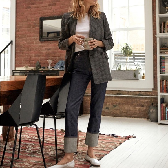 Everlane High Rise Straight Jean Dark Wash Cuff 27 Like New Super Straight - Picture 2 of 6